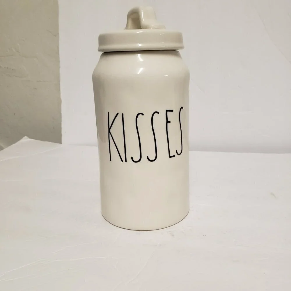 Rae Dunn KISSES Canister Valentine’s Farmhouse tall 10 inch